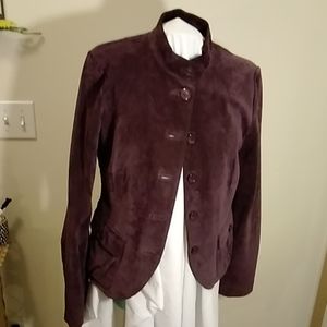 Leather coat Dk Brown swaid excellent  shape